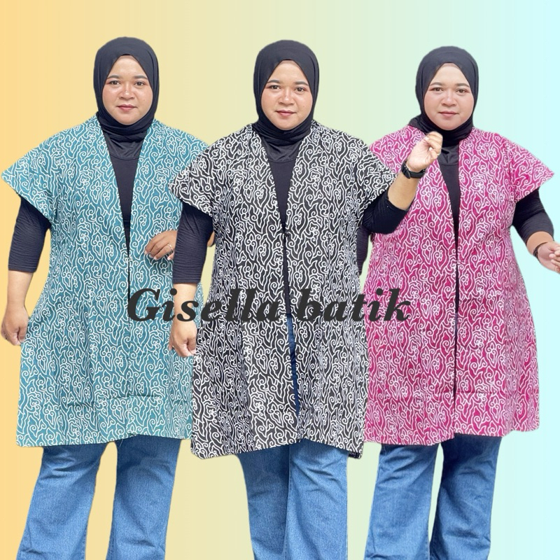 OUTER BATIK CARDIGAN JUMBO LD 120 130 140 CM MUAT BB 125 KG BAHAN KATUN