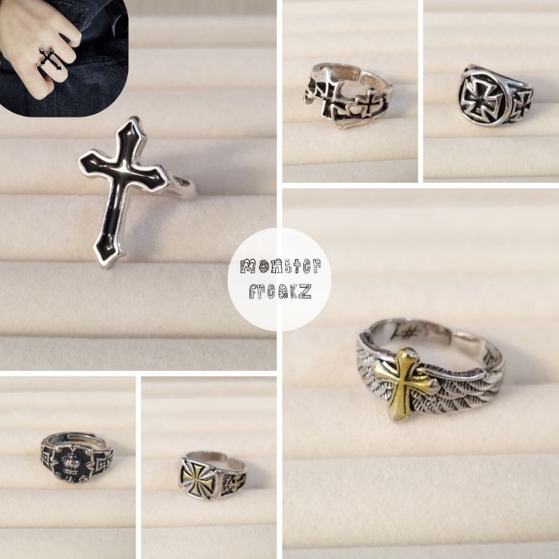 Vintage Cross Ring | Cincin Perak Silver Adjustable Cincin Pria Wanita, Salib, Retro Aesthetic Artsy