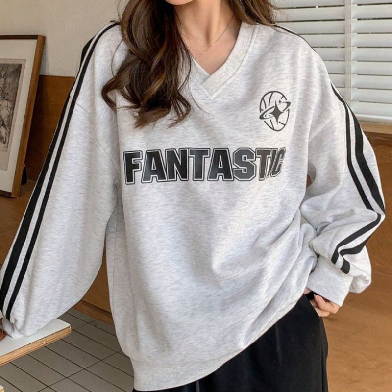 SWEATER V NECK OVERSIZE S-6XL JUMBO BIGSIZE FLEECE UNISEX