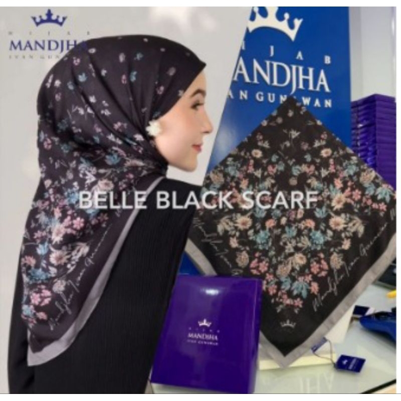 MANDJHA SCARF IVAN GUNAWAN FASHION ORIGINAL HIJAB BELLE BLACK,PRODUKSI JUGA WHITE,READY BANYAK MOTIF