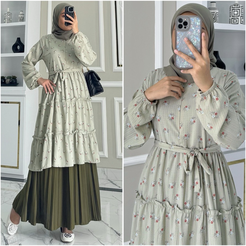 LILYA tunik by ZALFA OUTFIT / tunik motif / tunik crincle / tunik bunga