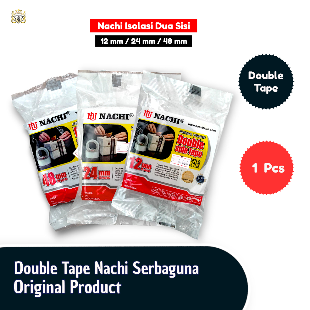 

Nachi Double Tape Serbaguna (Size 12 mm / 24 mm / 48 mm) / Isolasi dengan perkat dua sisi