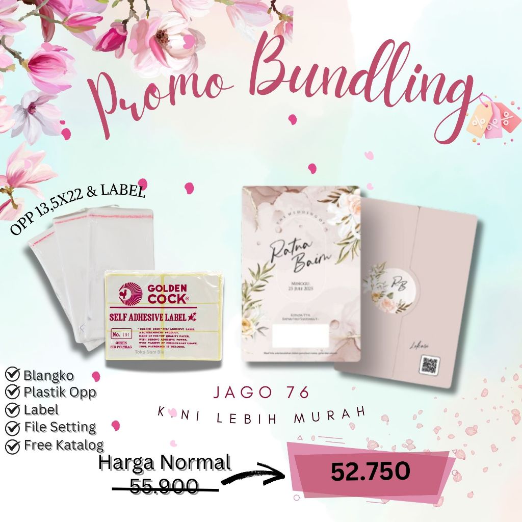 Paket Bundling Jago 75 Opp Label|Kertas Kosong Murah|Blangko Undangan Murah|Blangko Undangan |Blangk
