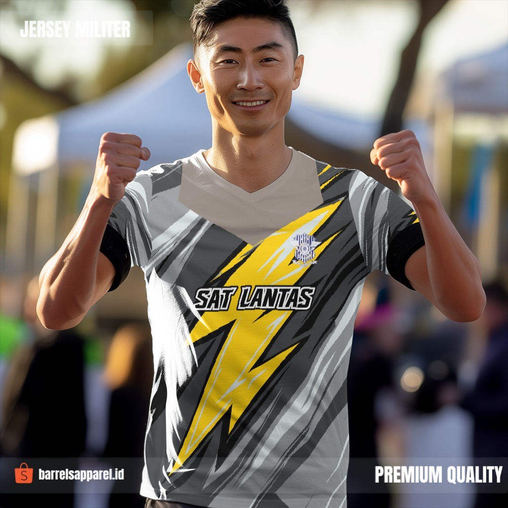 Kaos Jersey Polisi Satlantas Polri Abu Kuning Motif Abstrak 20 - Jersey Olahraga Full Printing