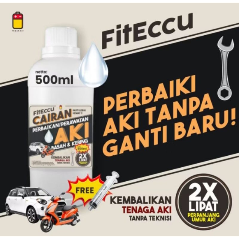 FitEccu Air Aki Kering Cairan Vitamin Perbaikan Perawatan Aki Eccu Kering Basah Motor Mobil -