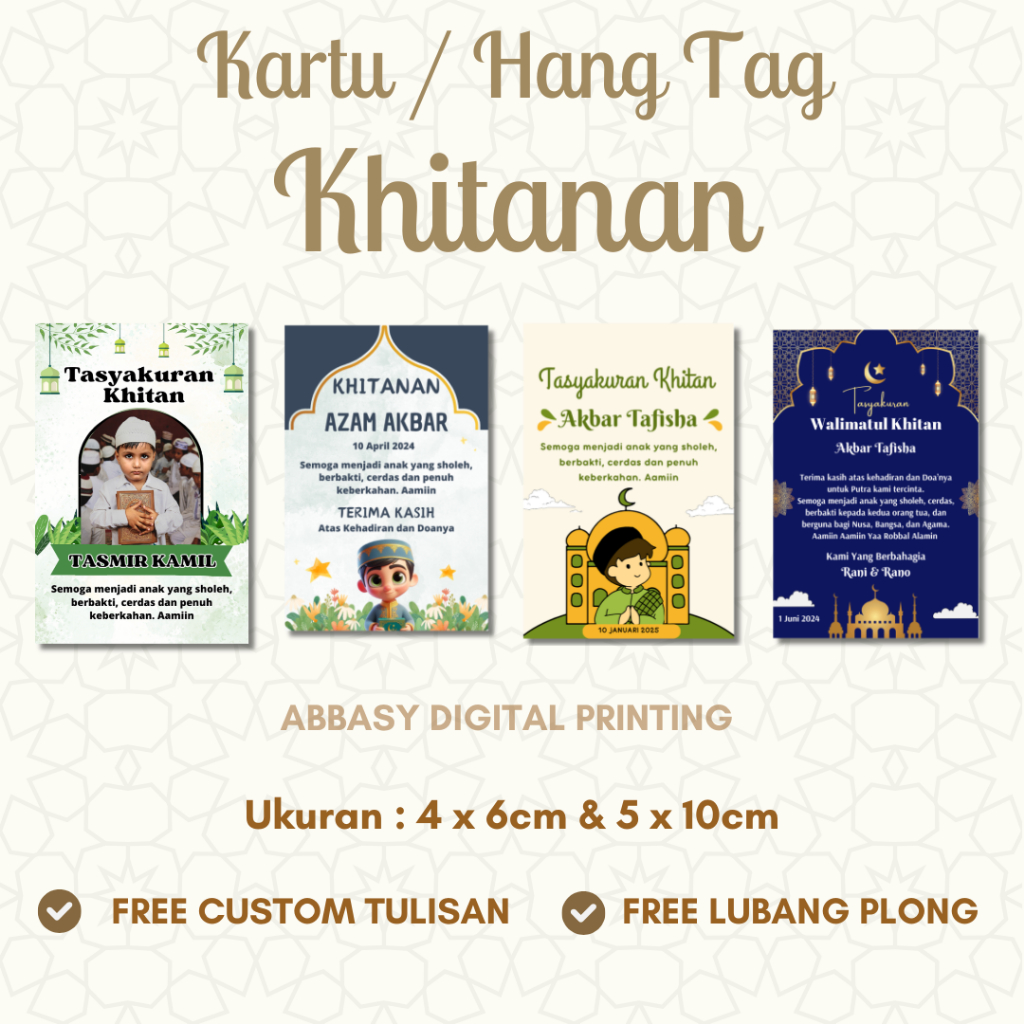 Kartu Hang Tag Khitanan Tasyakuran