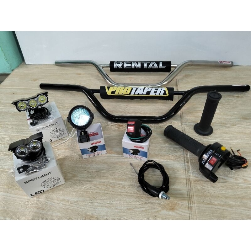 paketan stang trail+gas spontan daytona 2tombol+lampu tembak LED ✓Gratis saklar lampu