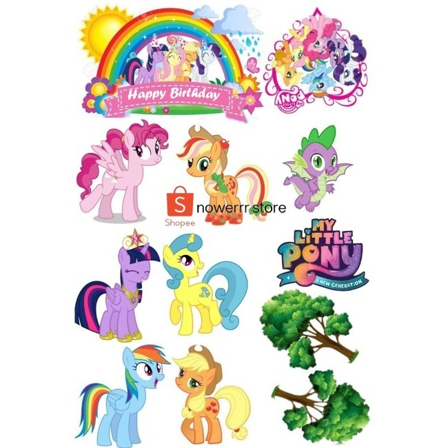 TOPPER CAKE KUDA PONY FREE CUSTOM NAMA | HIASAN KUE ULTAH TEMA LITTLE PONY