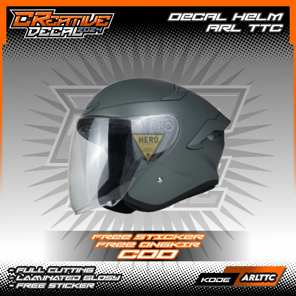 STIKER DECAL HELM ARL TTC HALF FACE | DECAL HELM | DECAL STIKER