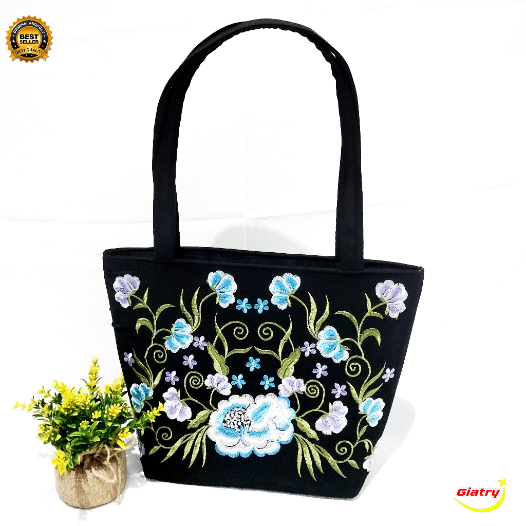 Tas bahu motif mawar besar/ tas jinjing wanita bordir/ tas bahu wanita