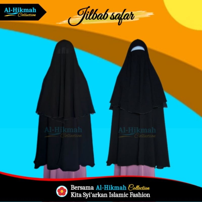 Jilbab Cadar Resleting Jetblack M Jilbab Safar AlHikmah Collection | Jilbab Safar Berpurdah bisa cod