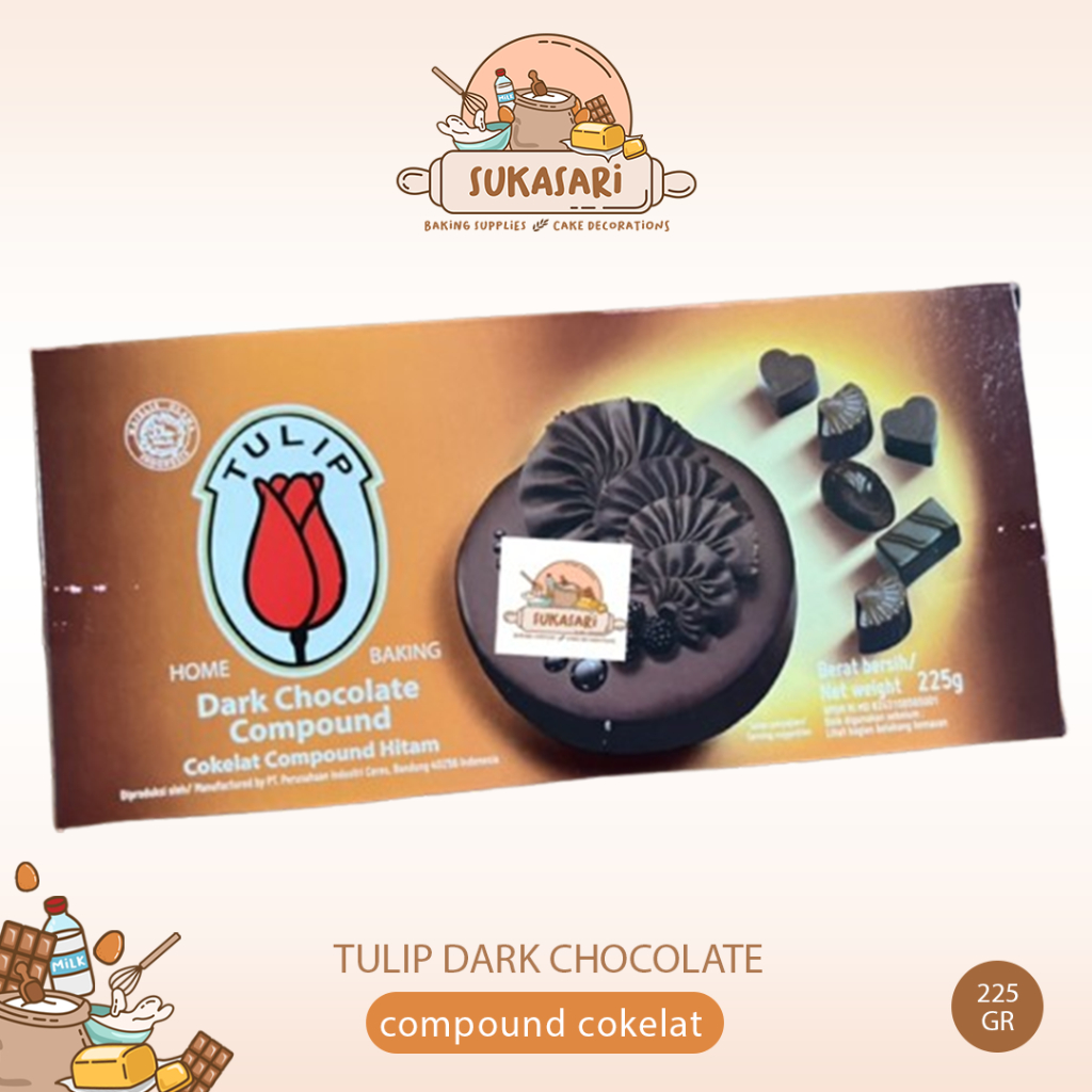 

Tulip Dark chocolate 225gr compound cokelat coklat masak DCC