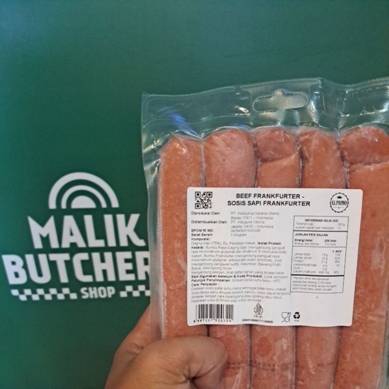 

ELPRIMO BEEF FRANKFUTER @1KG isi 10 pcs