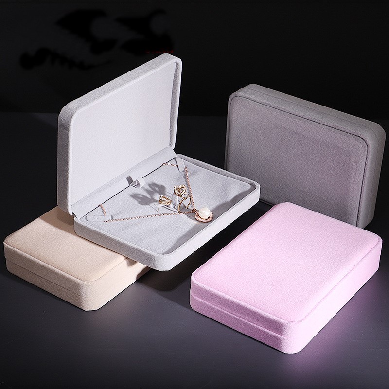 RB Kotak Set Perhiasan Model Beludru Set Kotak Kalung Anting Cincin Box Perhiasan Velvet Tempat