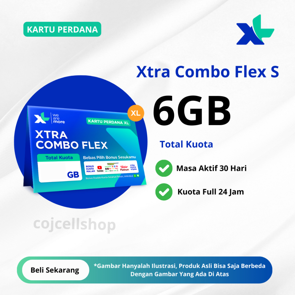 Kartu Perdana XL Xtra Combo Flex S 6GB 30 Hari- Kartu Perdana Kuota XL Xtra Combo Flex