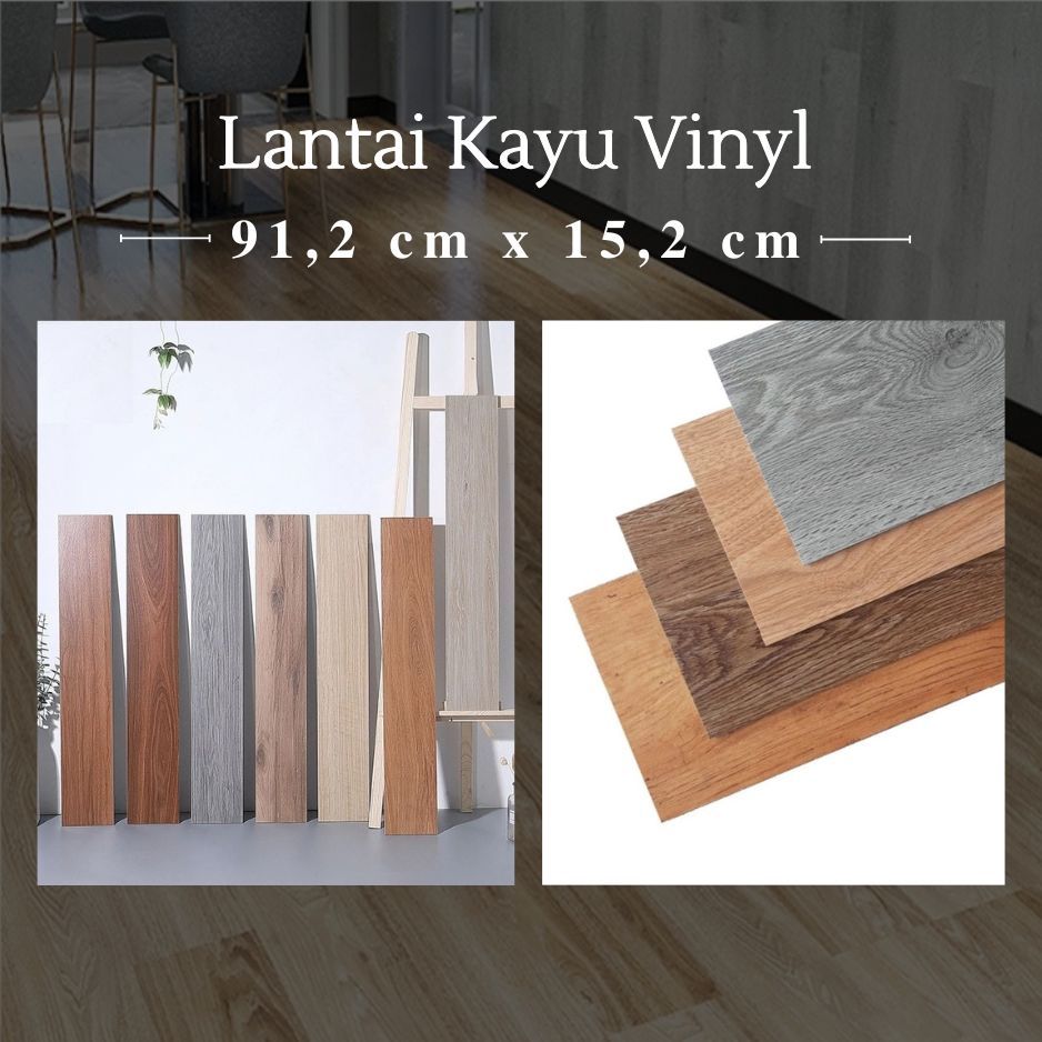 Vynil Lantai Parket Kayu Tanpa Lem Vinil Alas Lantai Tempel Lepas Pasang Motif Kayu Indoor Tahan Air