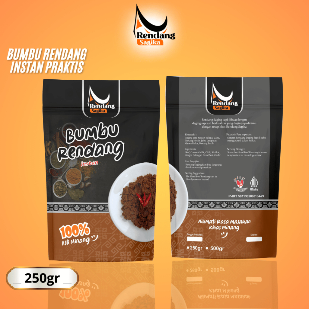 

RENDANG SAGIKA - Bumbu Rendang Instan Rendang Sagika Pedas Sedang khas Padang 250 gr Bumbu Instan