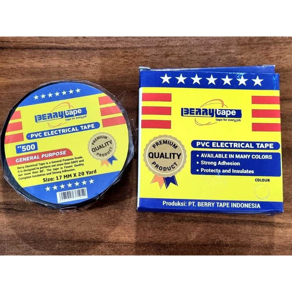Isolasi Hitam Electrical Tape Berry Tape 18MMx20 Yard