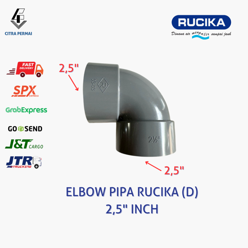 ELBOW PIPA (D-DL) 2,5" 2 1/2" INCH RUCIKA (D) - KNEE ELBOW FITTING