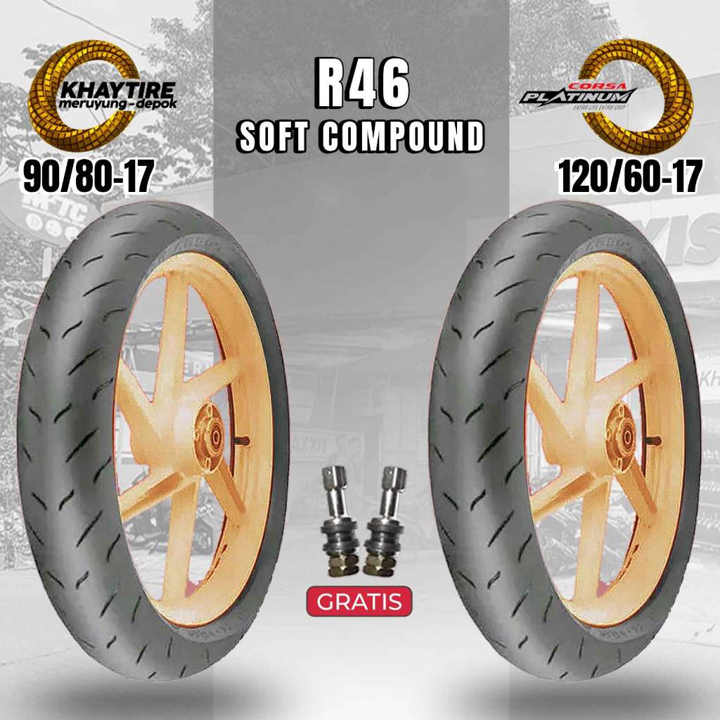 Paket Ban Soft Compound Motor Sport - Supermoto CORSA R46 PLATINUM 90/80-17 + 120/60-17 Tubeless