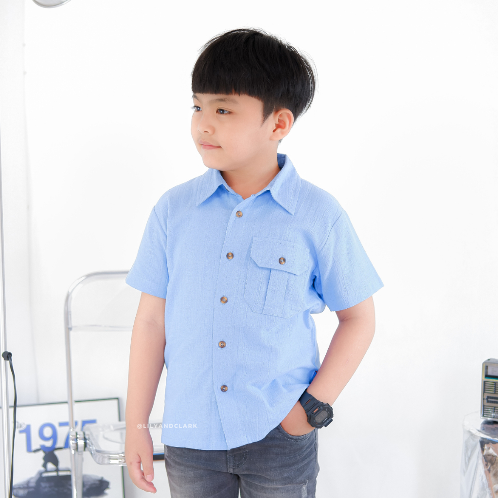 Lily and Clark kemeja koko anak laki laki warna Blue KLK03