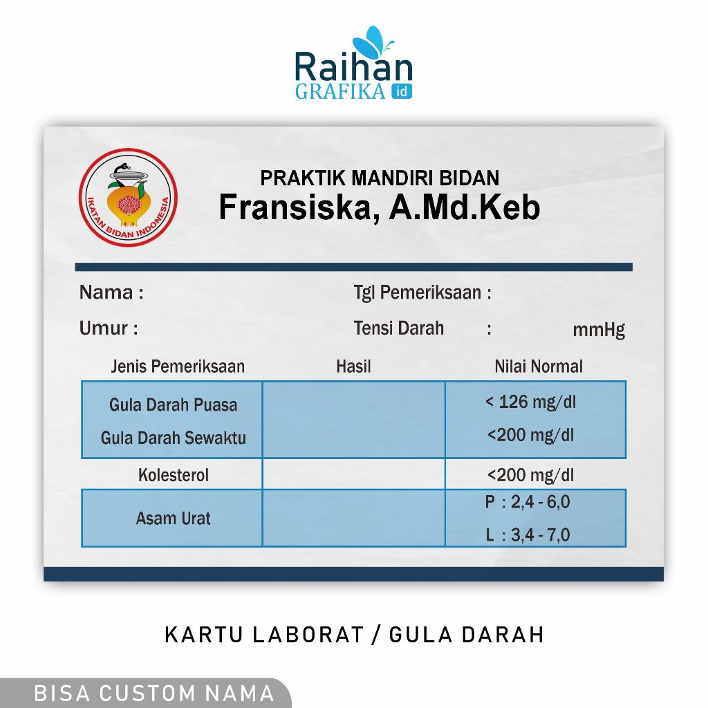 

Kartu Laborat Bidan ( 1Pack isi 80Pcs )