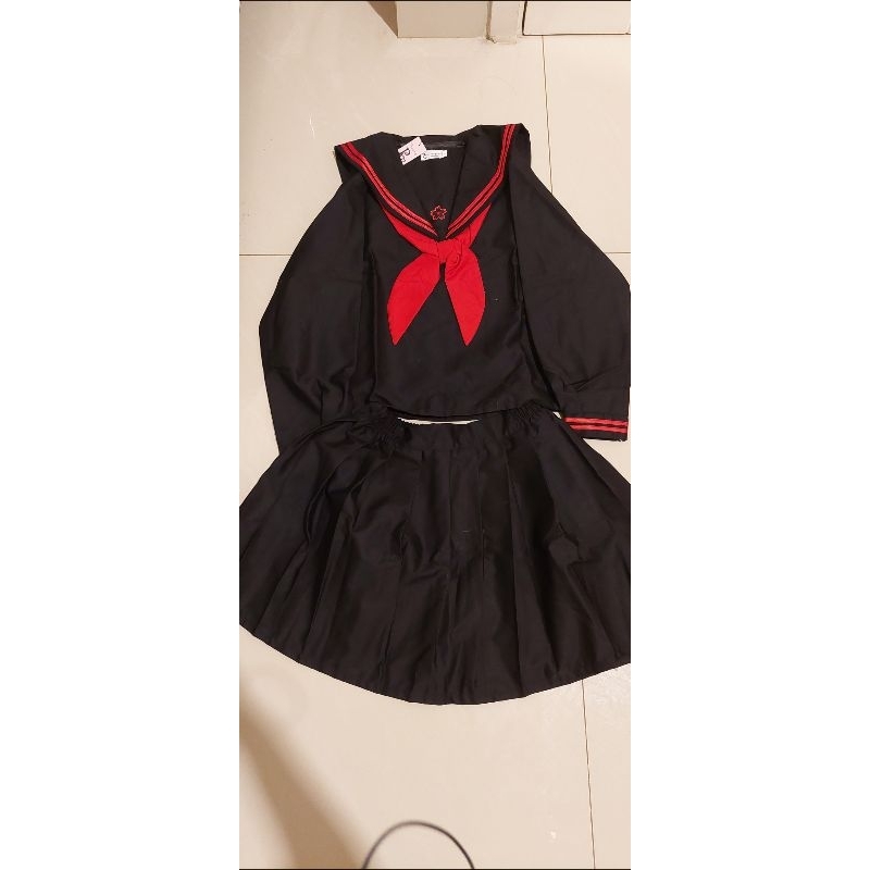 seifuku seragam sekolah jepang yuzuha cosplay hitam merah