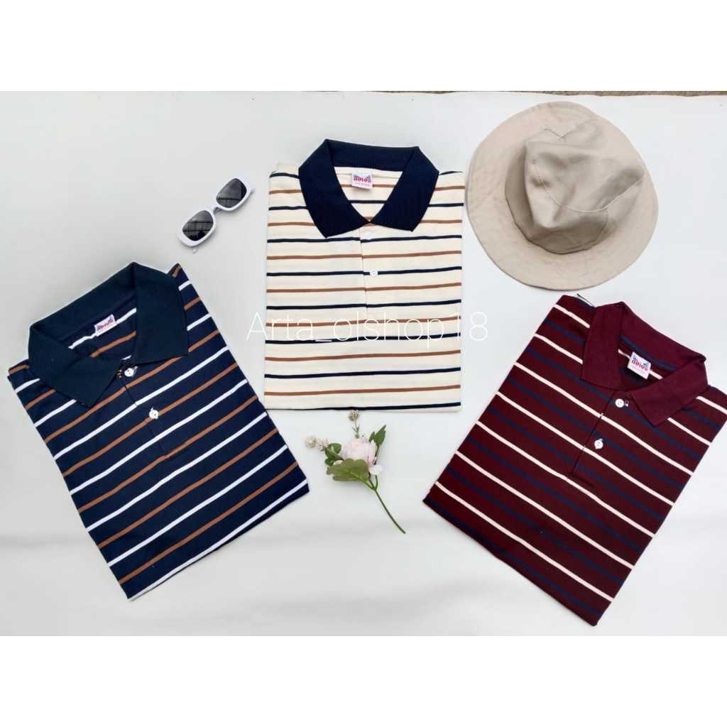 Kaos Kerah Salur Dewasa Kaos Kerah Pria Kaos Polo Dewasa Kaos belang Pria