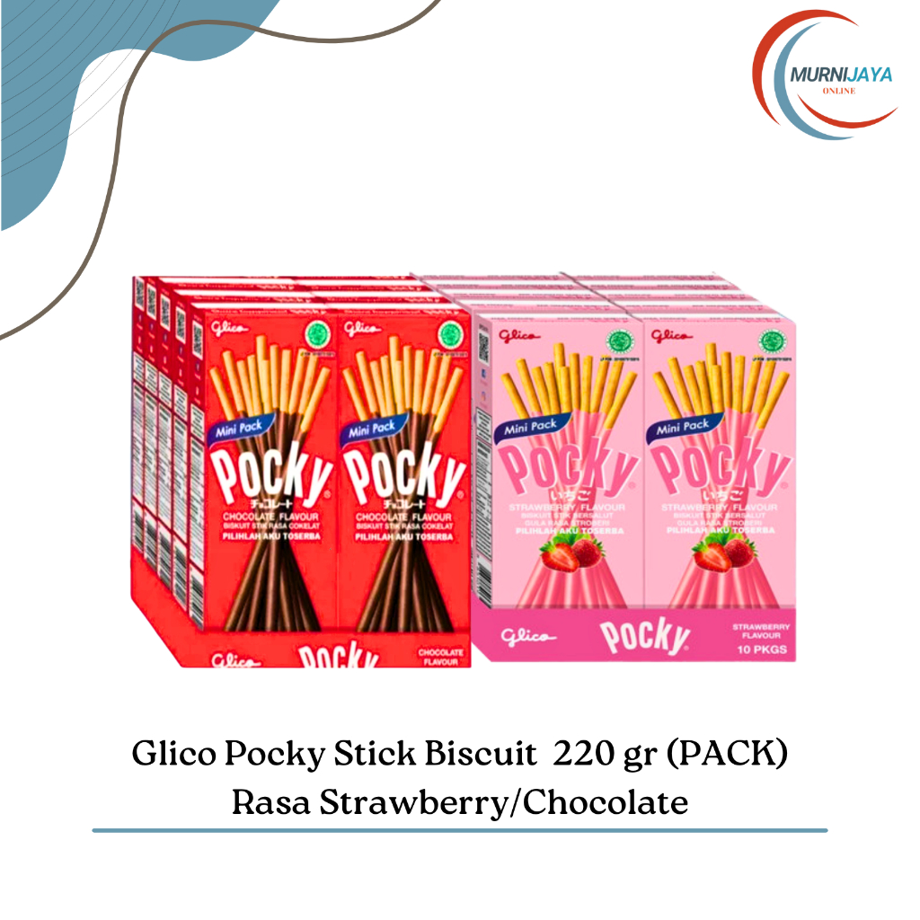 

Glico Pocky Stick Biskuit 220 gr - Rasa Strawberry/Chocolate (PACK Isi - Isi 10 PCS)