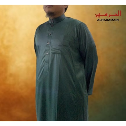 AL Haramain Jubah Dewasa Viet Polos Reguler Polyester / Non Manset / Gamis Pria  | Hijau Tosca | Hij