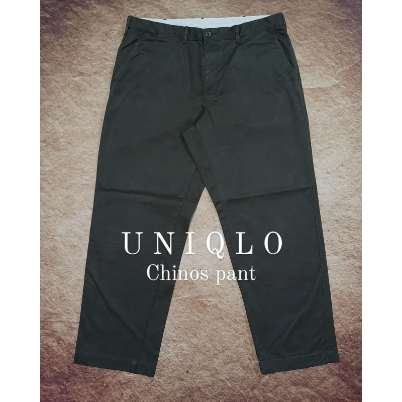 celana pria uniqlo bahan katun chinos tebal model reguler bekas second preloved
