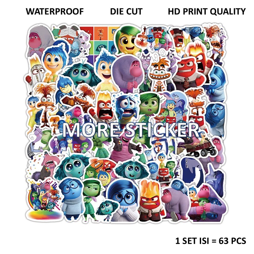 

ISI 63 PCS STICKER PACK MOTIF INSIDE OUT PVC VINYL WATERPROOF UKURAN 4-5CM HP LAPTOP KOPER HELM MOTOR