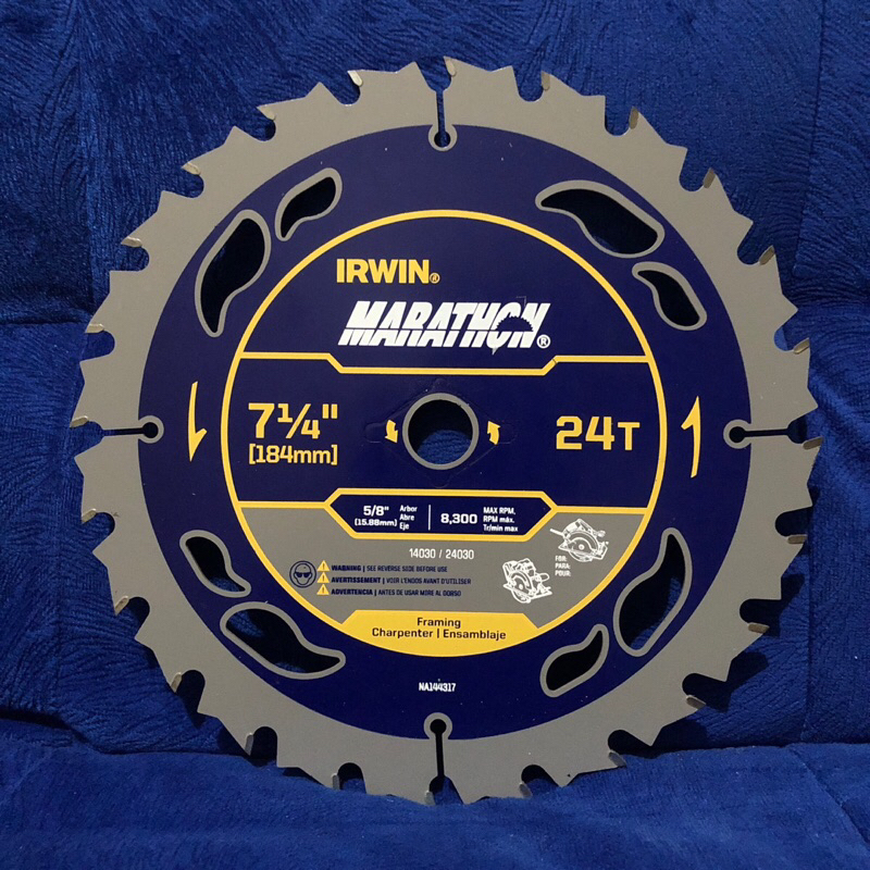 bilah gergaji bundar Irwin marathon 7 1/4” 24T