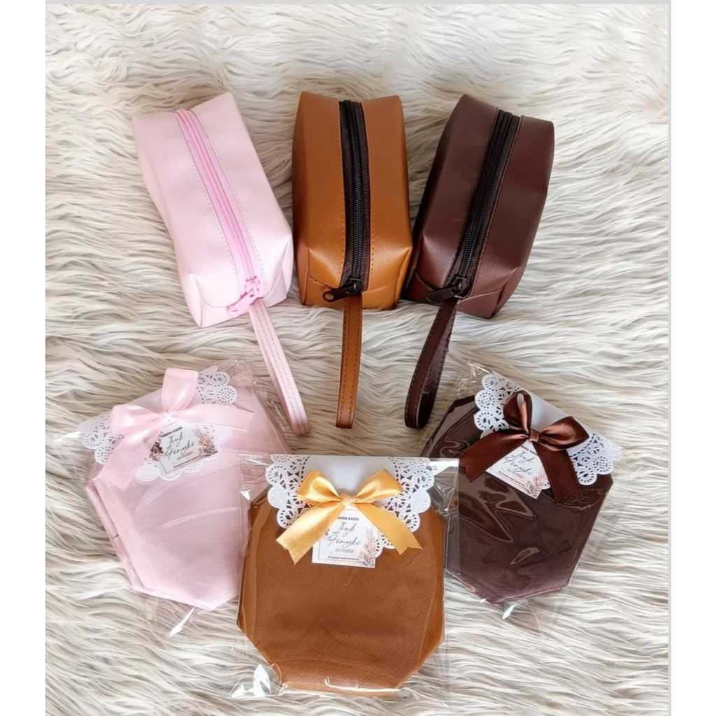 Souvenir Pouch Boxy Prada Taiga - Souvenir Pernikahan Dompet Kubus - Souvenir Pouch Kosmetik Murah -