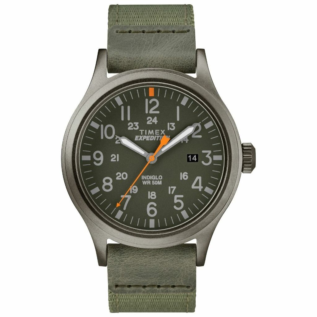 Timex TW4B14000, Men's Expedition Scout Green Fabric Watch, Date, Indiglo, NEW