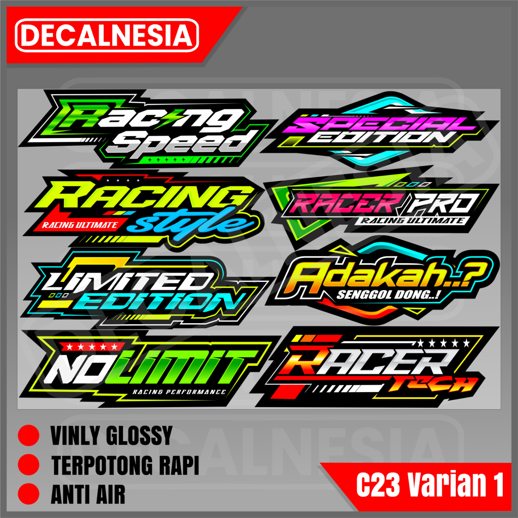 

Stiker Racing Pack Kata Kata Variasi Sticker Motor Helm Mobil Laptop HP Sepeda Herex Anti Air