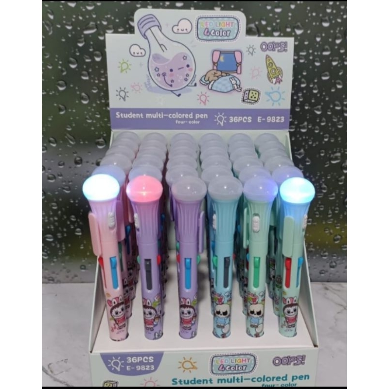 

Pulpen 4 Warna Lampu Labubu 1Box 36pcs || Student Multi Colored Pen Led Light