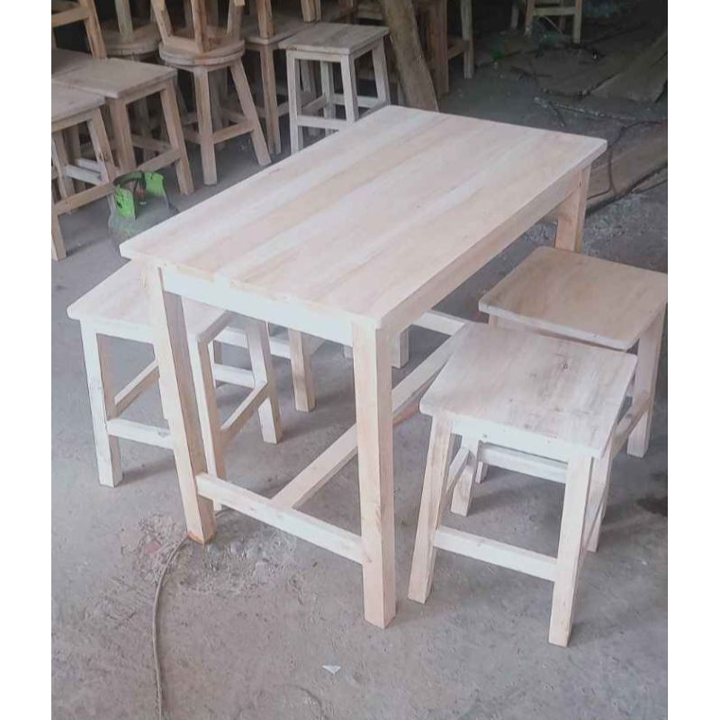 set meja cafe mentahan kayu, meja kursi cafe