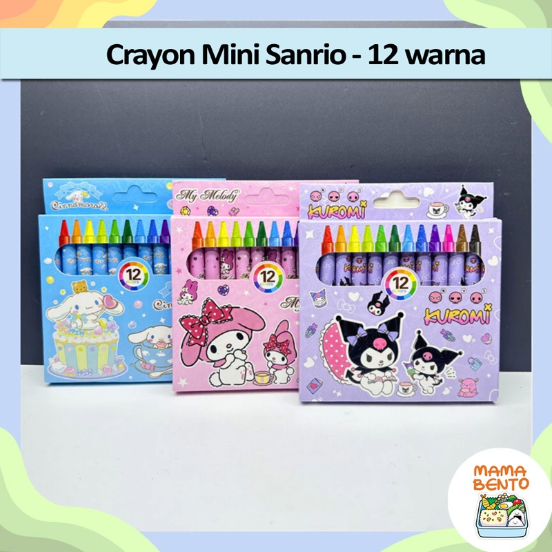 

Crayon Mini 12 warna Sanrio Kuromi Cinnamoroll Melody ukuran 10cm krayon oil pastel pensil warna kecil untuk kegiatan pelajaran mewarnai anak sekolah PAUD Preschool TK SD