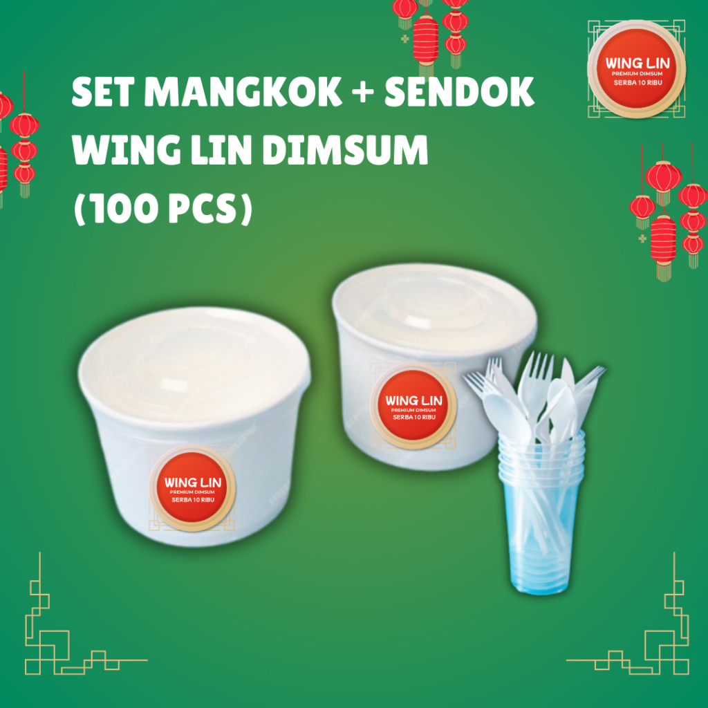 Paket Packaging Mangkok + Sendok Mitra Dimsum Wing Lin (100 Pcs)