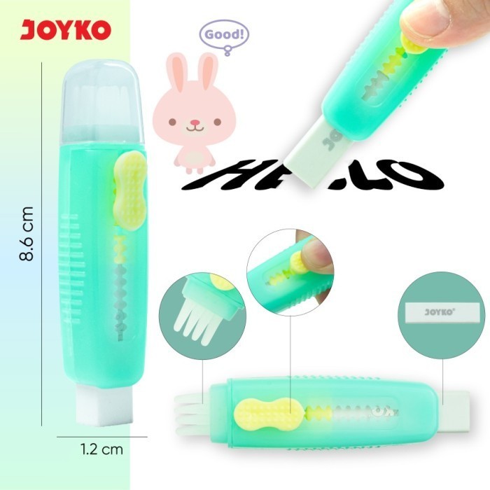 

Penghapus Eraser Joyko ER-145 2 In 1 Soft Brush Eraser Karet Penghapus Bentuk Cutter Include Refill