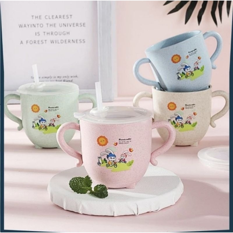 Gelas Cangkir Susu Bayi Bahan Jerami Gandum Food Grade - Training Cup Anti Tumpah - Mug Bayi