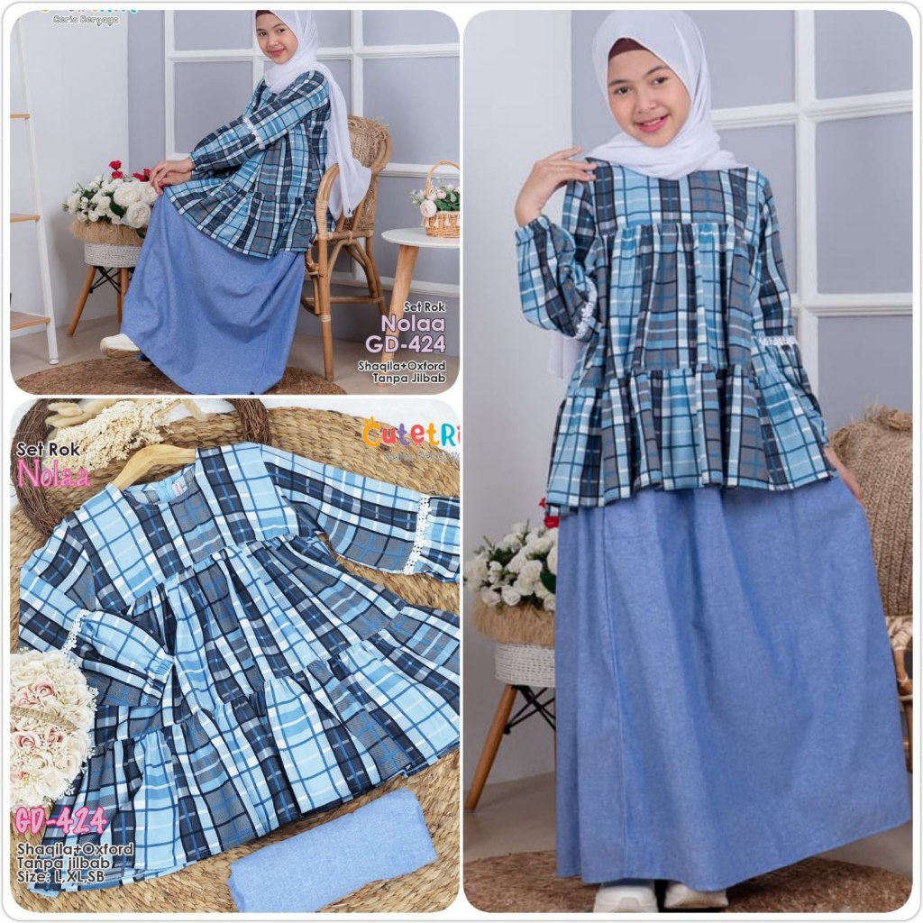 (4-8 Tahun) Setela Rok Anak Perempuan Cutetrik Nolaa GD-424 Setelan Rok Anak PErempuan Set Rok Anak
