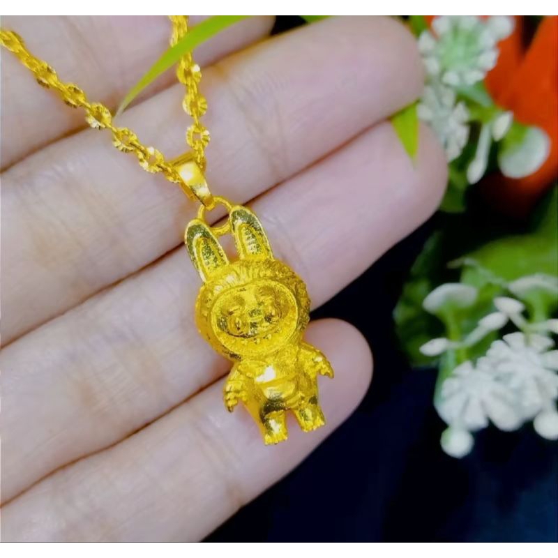 KALUNG ANAK MOTIF PEREMPUAN LOTIF LABUBU TERBARU LAPIS EMAS 24K PERHIASAN FASHION TERBARU