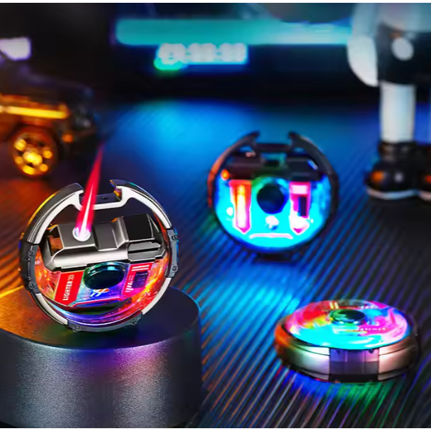 Korek Api Gas Model Spinning Gyro Jet Torch Spinner Lampu Lighter Plus Box