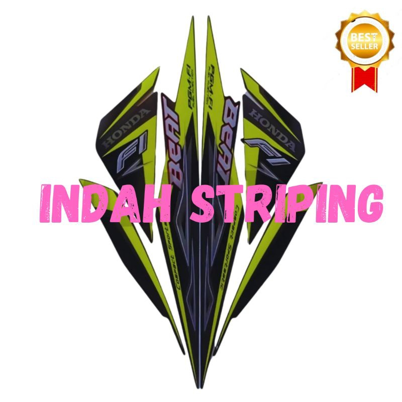 STRIPING STIKER LIS MOTOR HONDA BEAT FI TAHUN 2014 WARNA HIJAU