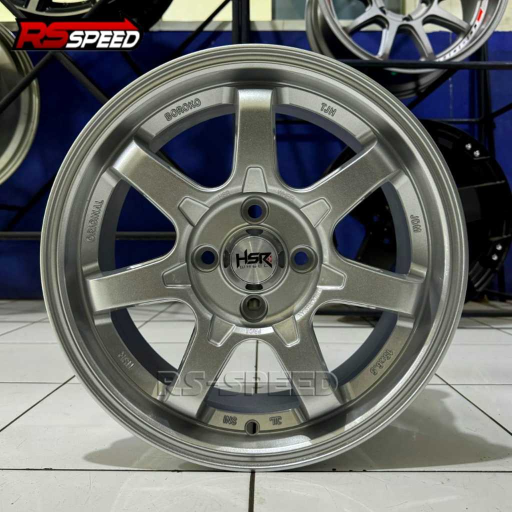 Velg Racing Mobil Ayla Calya Sigra Ring 15 Pelak HSR Boroko Tjh Model TE37 R 15 Pcd 4x100 Silver