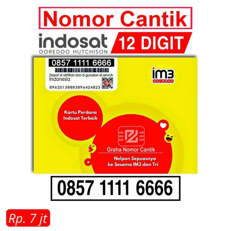 Nomor Cantik Indosat Ooredoo IM3 Kuartet Ekor 7777 8888 9999 0000 1111 2222 3333 4444 5555 6666