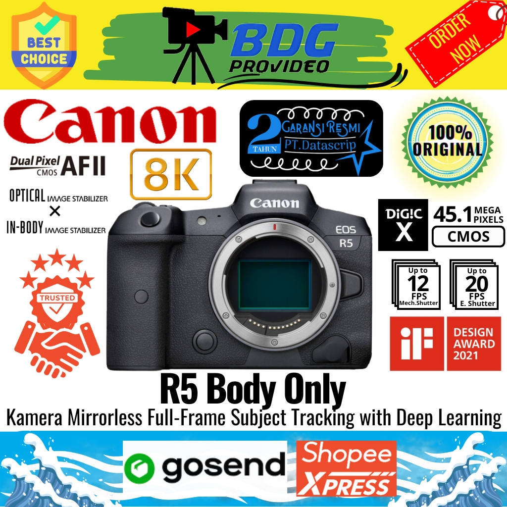 Canon EOS R5 Body Only / Kamera Mirrorless Full-Frame 45MP canon EOS R 5 BO