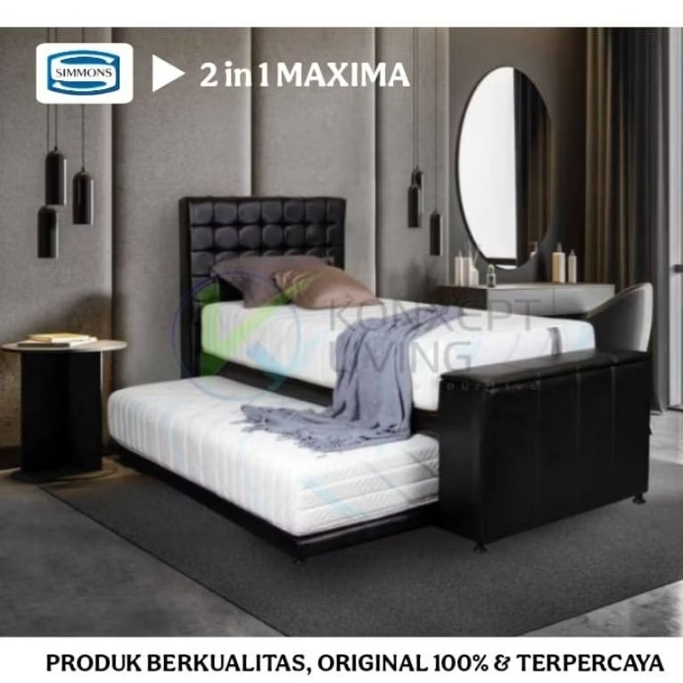 Simmons  Kasur 2in1 Maxima Sandaran San Carlos Springbed - Kasur Full Set